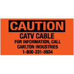 Cable Markers With Adhesive - Caution CATV Cable